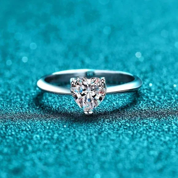 Certified 2ct. t.w. Moissanite Diamond Heart Engagement Ring NEW